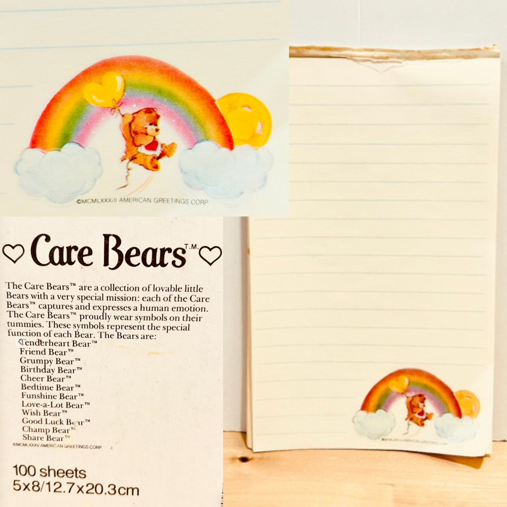 Vintage 1983 Care Bears Mead Memo Pad ~20 Sheets Tenderheart Bear Rainbow 80s